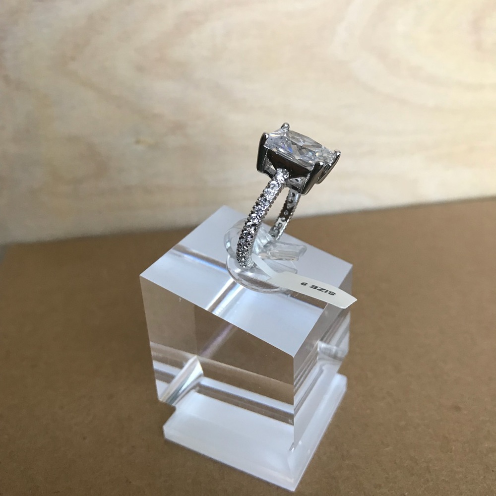 925 SS Radiant Cut Engagement Ring - Picture 3 of 6